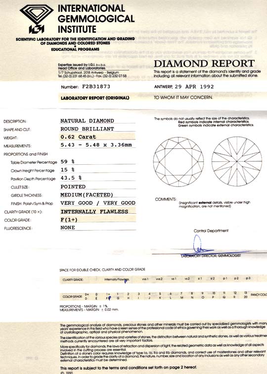 Foto 9 - Diamant IGI 0,62ct Lupenrein Topwesselton F VGVG, D5649
