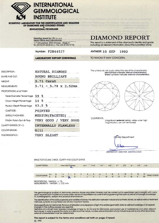 Foto 9 - Diamant 0,71 Carat Brillant IGI Lupenrein Top Wesselton, D6360