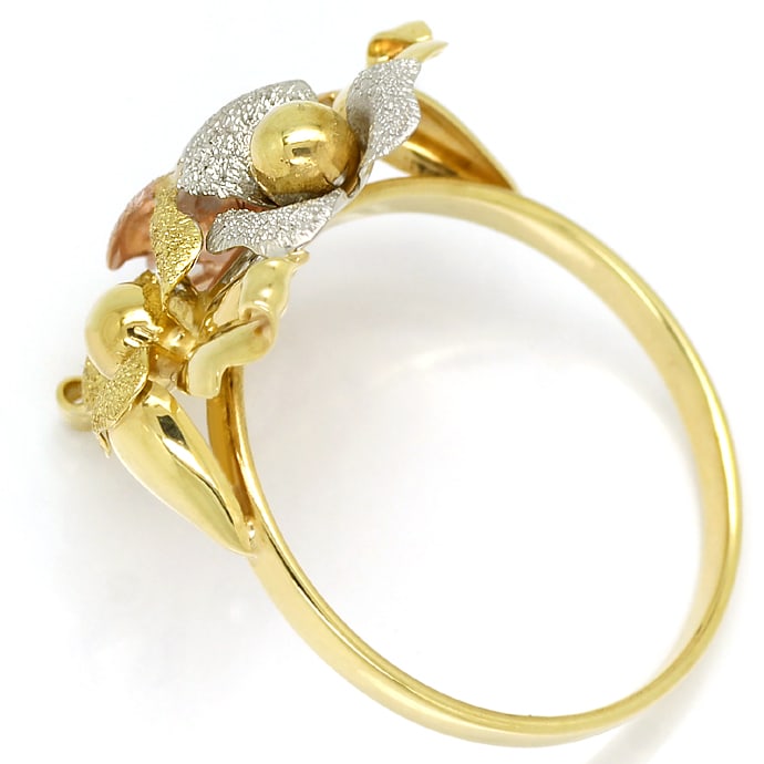 Foto 3 - Gold Blütenring in sehr dekorativem dreifarbigen Design, Q0456