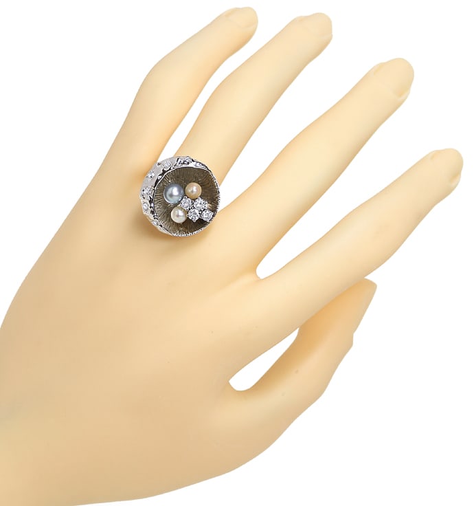 Foto 4 - Designer-Ring schimmernde Perlen und Diamanten-Weißgold, S1517